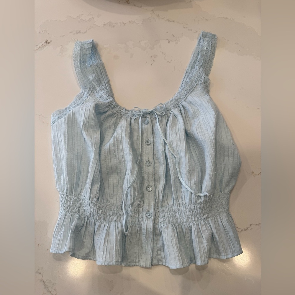 American Eagle Outfitters Light Blue Striped Blouse